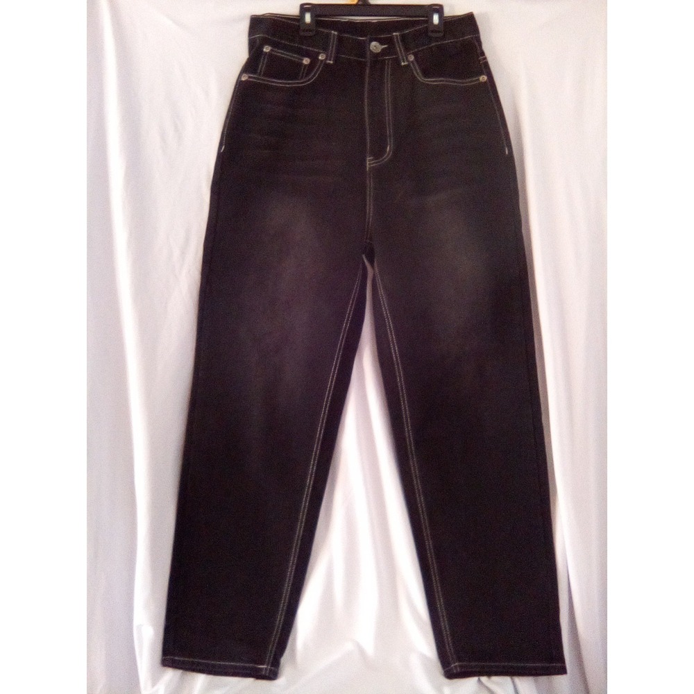 PLAY BIGG Jeans Mens Black Vogue Fashion Y2K 90s Hip Hop Urban Denim Pants (30)